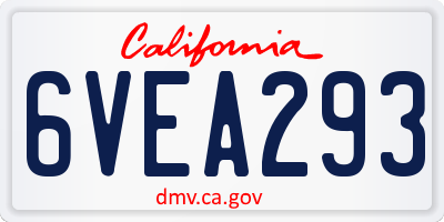 CA license plate 6VEA293