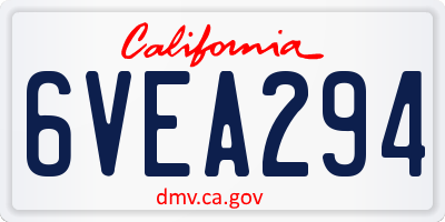 CA license plate 6VEA294