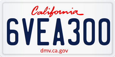 CA license plate 6VEA300