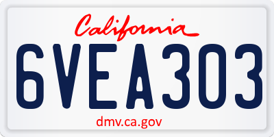 CA license plate 6VEA303