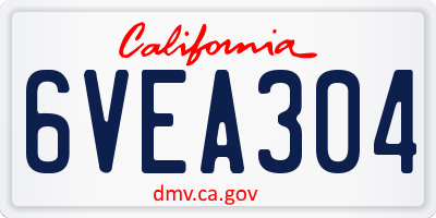CA license plate 6VEA304