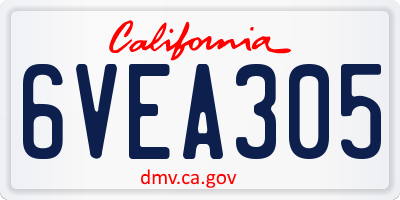 CA license plate 6VEA305