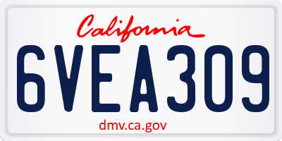 CA license plate 6VEA309