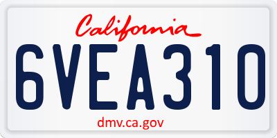 CA license plate 6VEA310