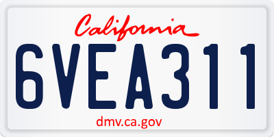 CA license plate 6VEA311