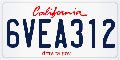 CA license plate 6VEA312