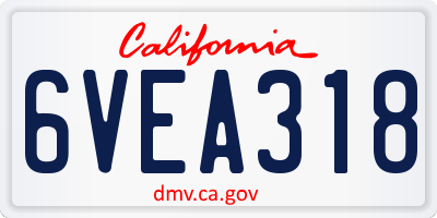 CA license plate 6VEA318