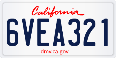 CA license plate 6VEA321