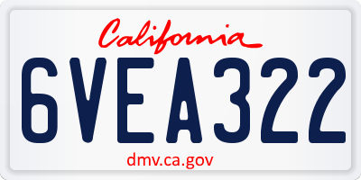 CA license plate 6VEA322