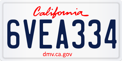 CA license plate 6VEA334