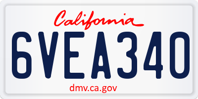 CA license plate 6VEA340