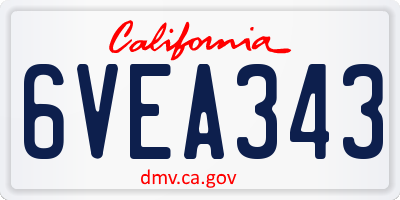 CA license plate 6VEA343