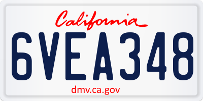 CA license plate 6VEA348
