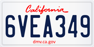 CA license plate 6VEA349