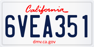 CA license plate 6VEA351