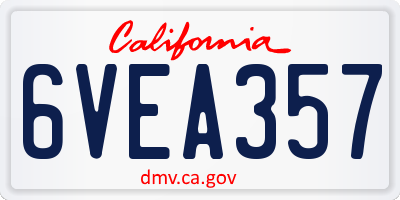 CA license plate 6VEA357