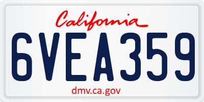 CA license plate 6VEA359