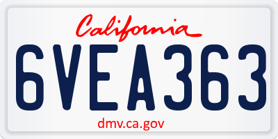 CA license plate 6VEA363