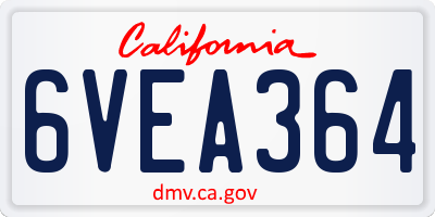 CA license plate 6VEA364