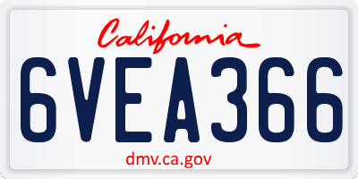 CA license plate 6VEA366