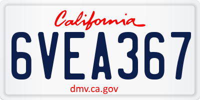 CA license plate 6VEA367