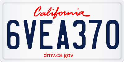 CA license plate 6VEA370