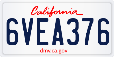 CA license plate 6VEA376