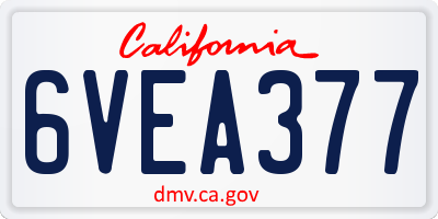 CA license plate 6VEA377
