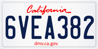 CA license plate 6VEA382