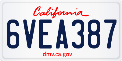 CA license plate 6VEA387