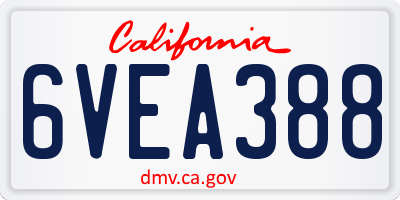 CA license plate 6VEA388