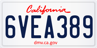 CA license plate 6VEA389