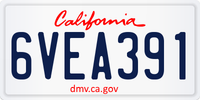 CA license plate 6VEA391