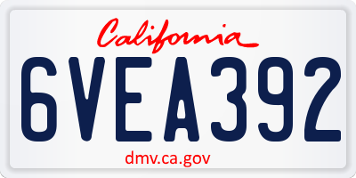 CA license plate 6VEA392