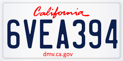 CA license plate 6VEA394