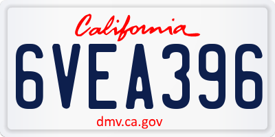CA license plate 6VEA396