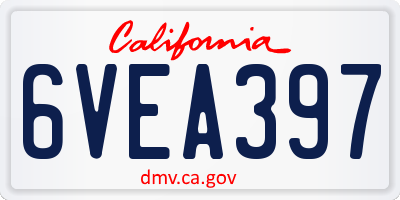 CA license plate 6VEA397