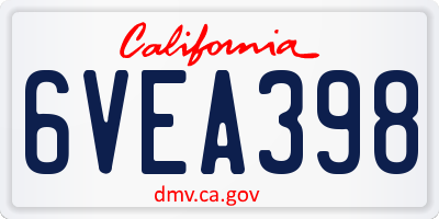 CA license plate 6VEA398