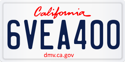 CA license plate 6VEA400