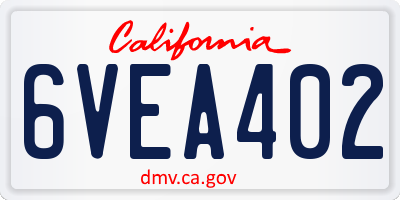 CA license plate 6VEA402