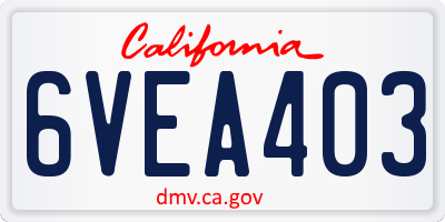 CA license plate 6VEA403