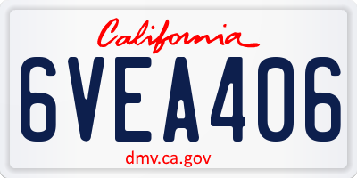 CA license plate 6VEA406