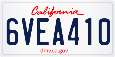 CA license plate 6VEA410
