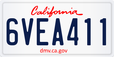 CA license plate 6VEA411