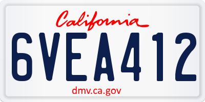 CA license plate 6VEA412