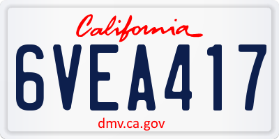 CA license plate 6VEA417