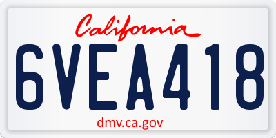 CA license plate 6VEA418