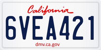 CA license plate 6VEA421