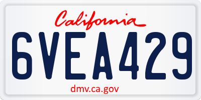 CA license plate 6VEA429