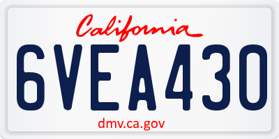CA license plate 6VEA430